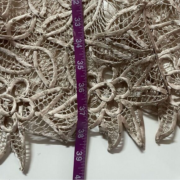 Vintage Silken Poetry Beige Silk Hand Crocheted Beaded Top & Skirt Set Sz M EUC - Picture 9 of 13